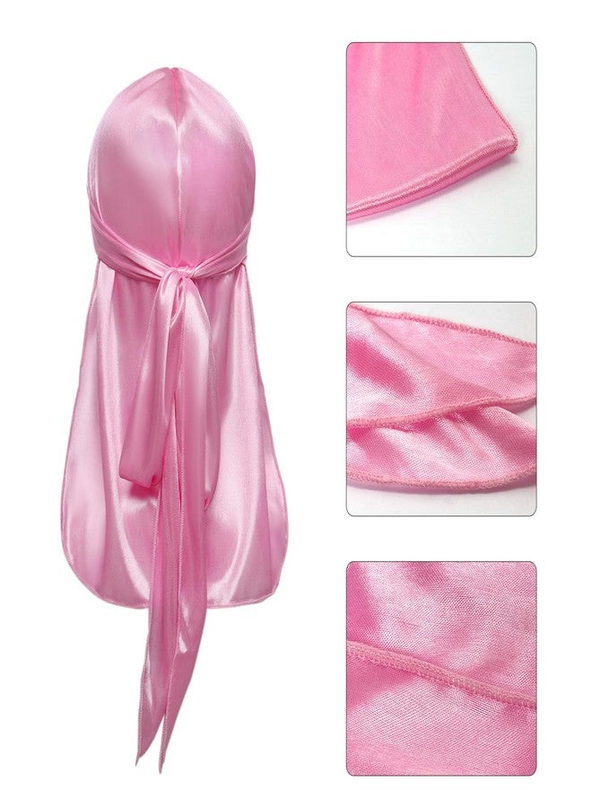 Hftjtsa 10 Pcs Silk Durags Long Tail Durag Wave Headwraps Wide Straps Satin Doo Rag Men Women 10 Colors - Image 3